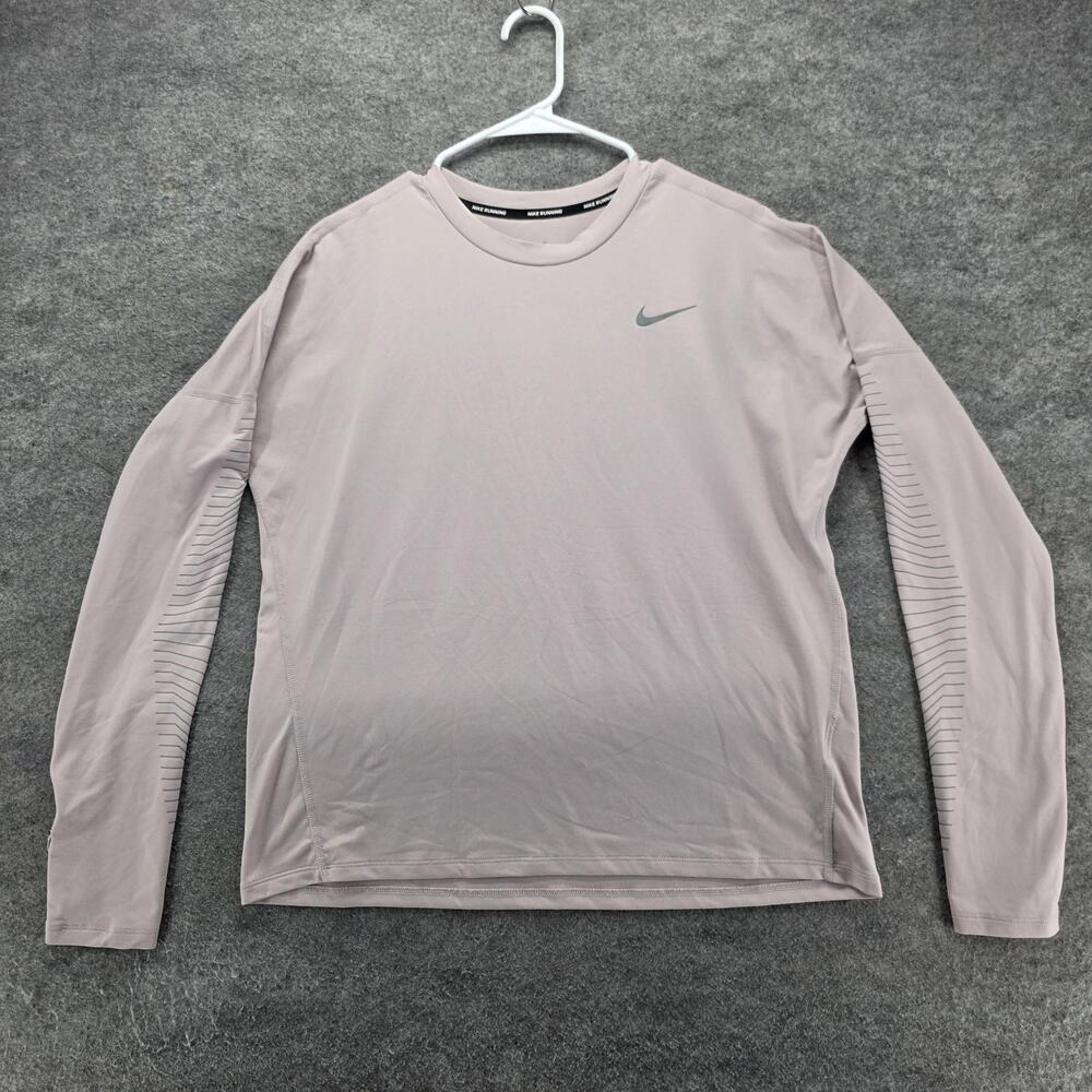 Nike Shirt Mens M Pink Long Sleeve Dri-FIT Crew Neck Moisture Wicking Tagless